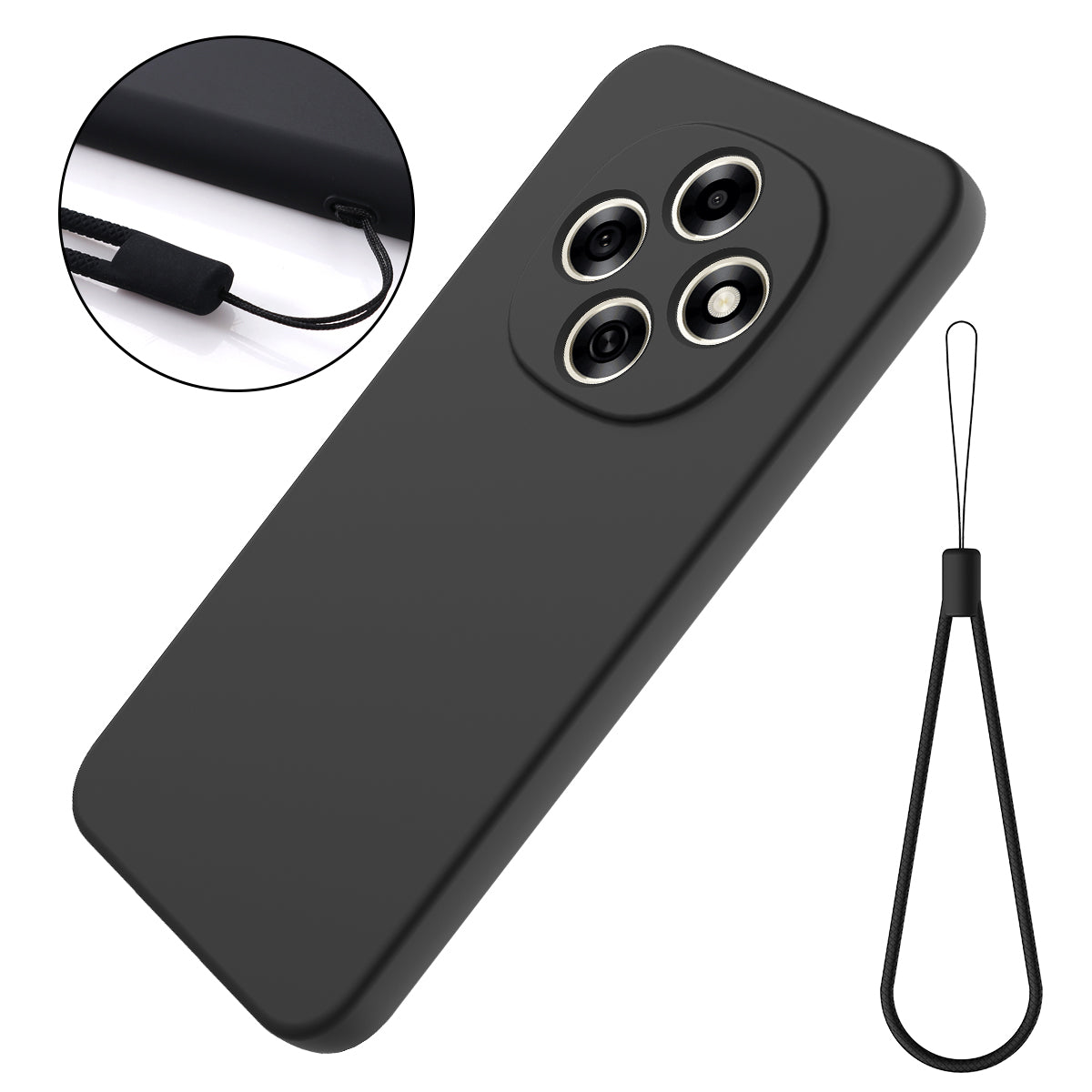 For Oppo F31 Pro 5G Liquid Silicone Case Phone Back Cover with Hand Strap