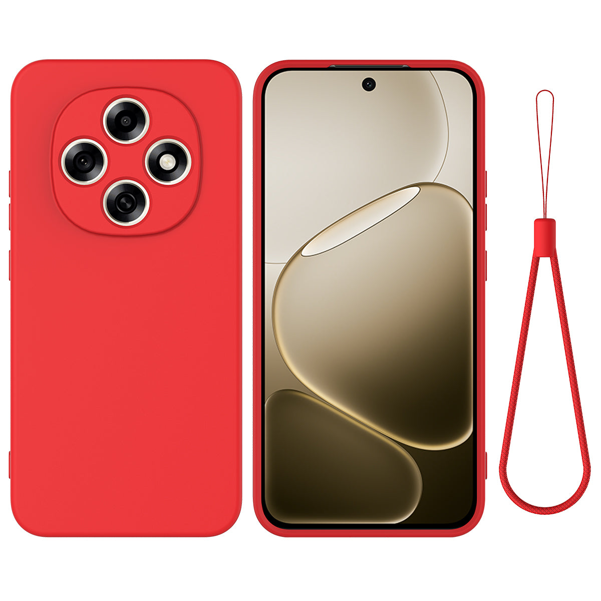 For Oppo F31 Pro 5G Liquid Silicone Case Phone Back Cover with Hand Strap