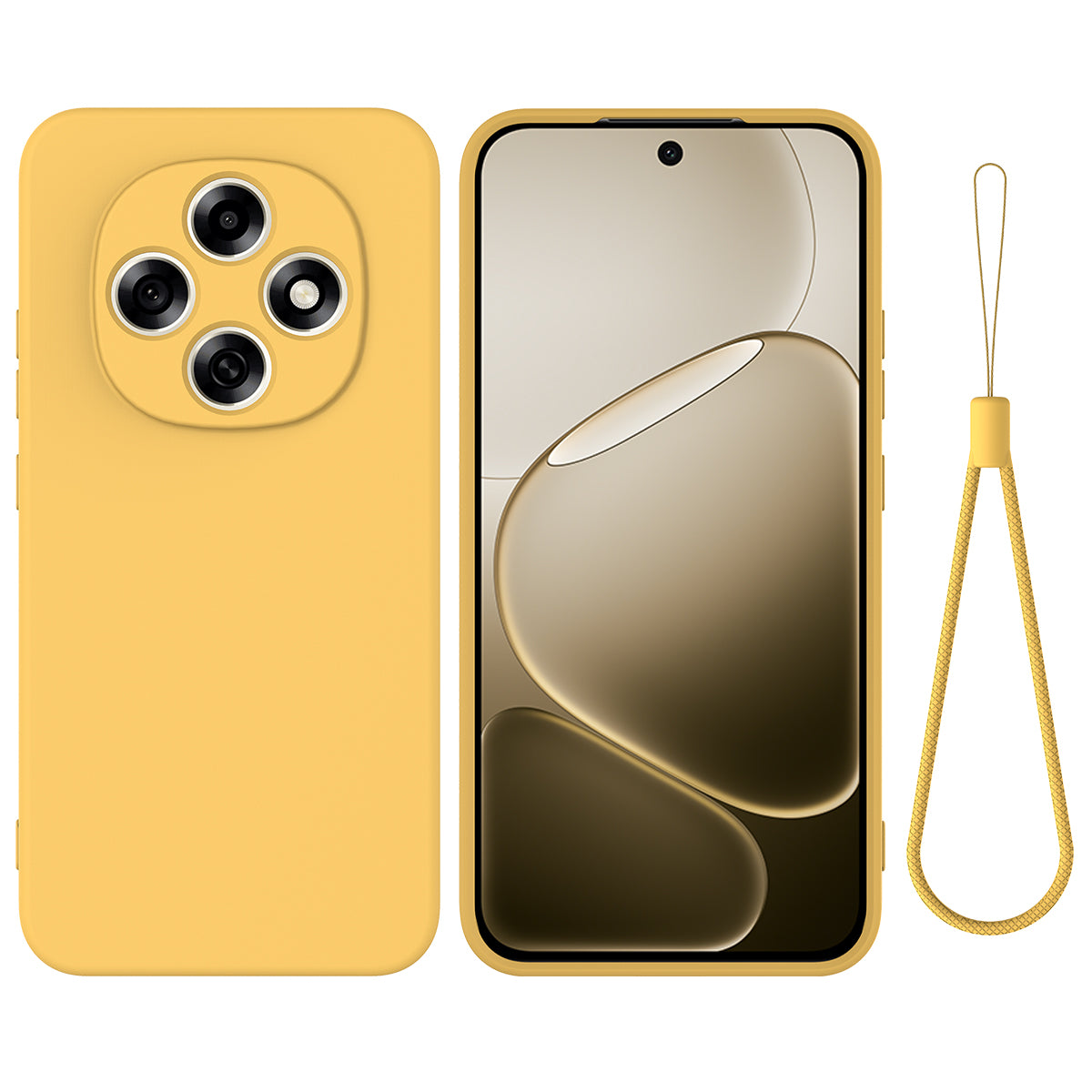 For Oppo F31 Pro 5G Liquid Silicone Case Phone Back Cover with Hand Strap