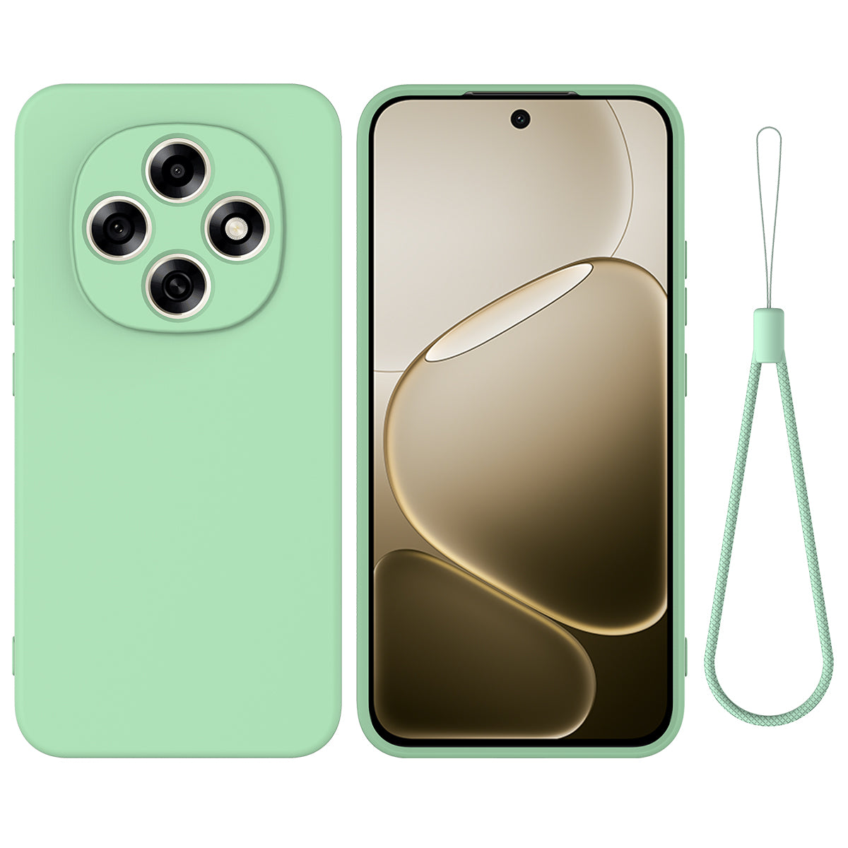 For Oppo F31 Pro 5G Liquid Silicone Case Phone Back Cover with Hand Strap