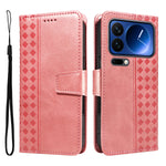 For Xiaomi 17 Pro Leather Case Wallet Stand Grids Imprinted Phone Cover with Strap