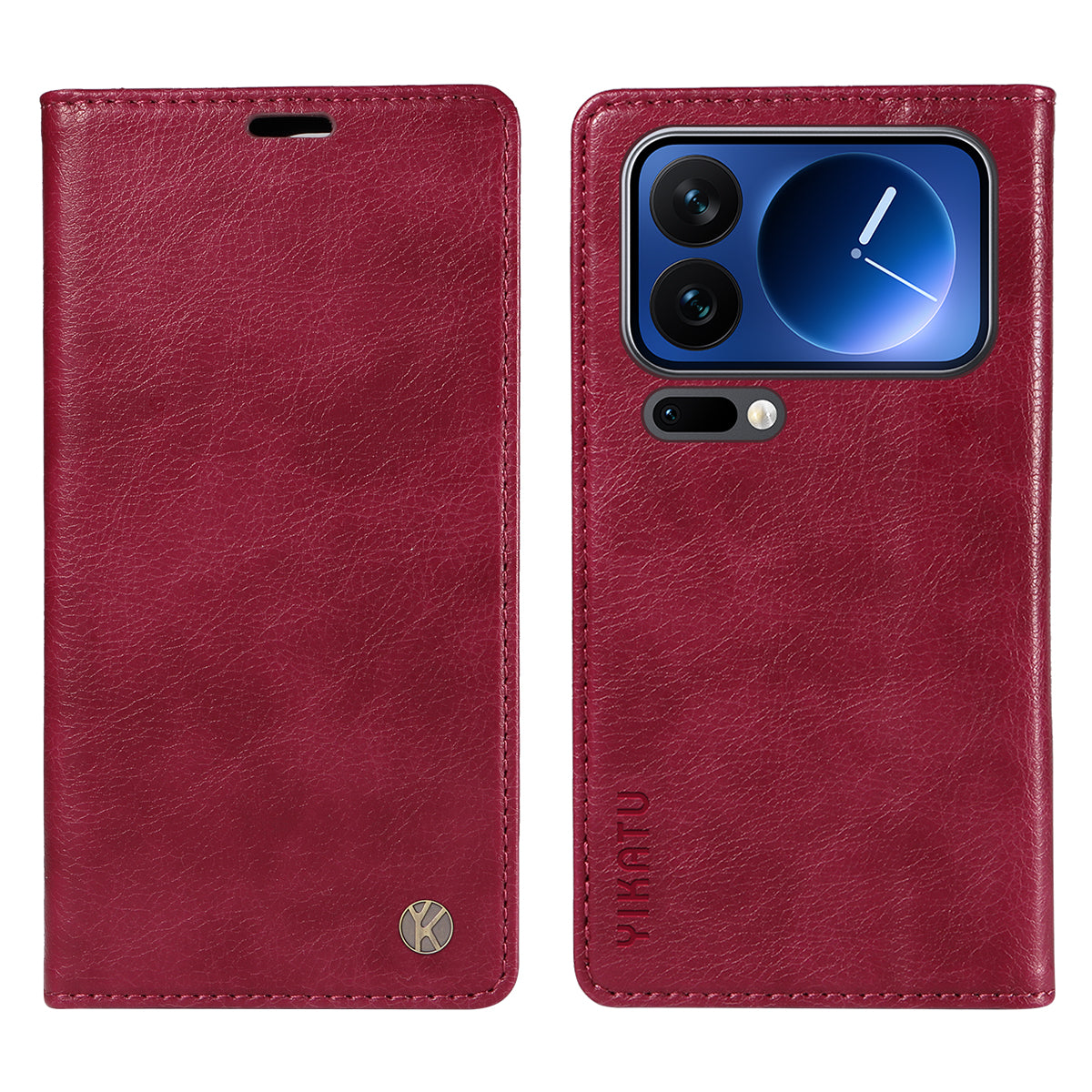 YIKATU For Xiaomi 17 Pro Wallet Case  YK-006 Magnetic Closure Leather Phone Cover Litchi Texture