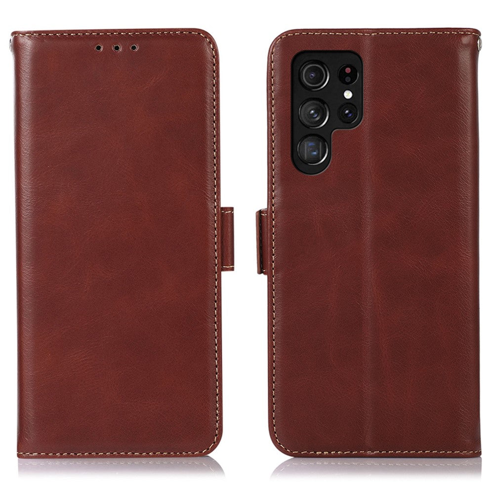 For Samsung Galaxy S26 Ultra Case RFID Blocking Genuine Cow Leather Wallet Phone Cover