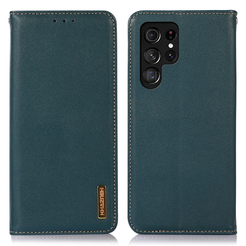 KHAZNEH For Samsung Galaxy S26 Ultra Case Wallet Genuine Cow Leather Phone Cover Nappa Texture