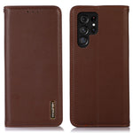 KHAZNEH For Samsung Galaxy S26 Ultra Case Wallet Genuine Cow Leather Phone Cover Nappa Texture