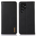 KHAZNEH For Samsung Galaxy S26 Ultra Case Wallet Genuine Cow Leather Phone Cover Nappa Texture