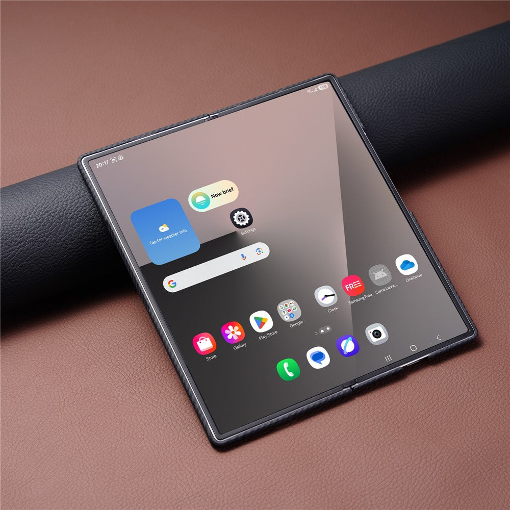 Samsung Galaxy Z Fold4 5G Magnetiskt Skal Kolfibertextur PC mobilskal med Härdat Glasfilm