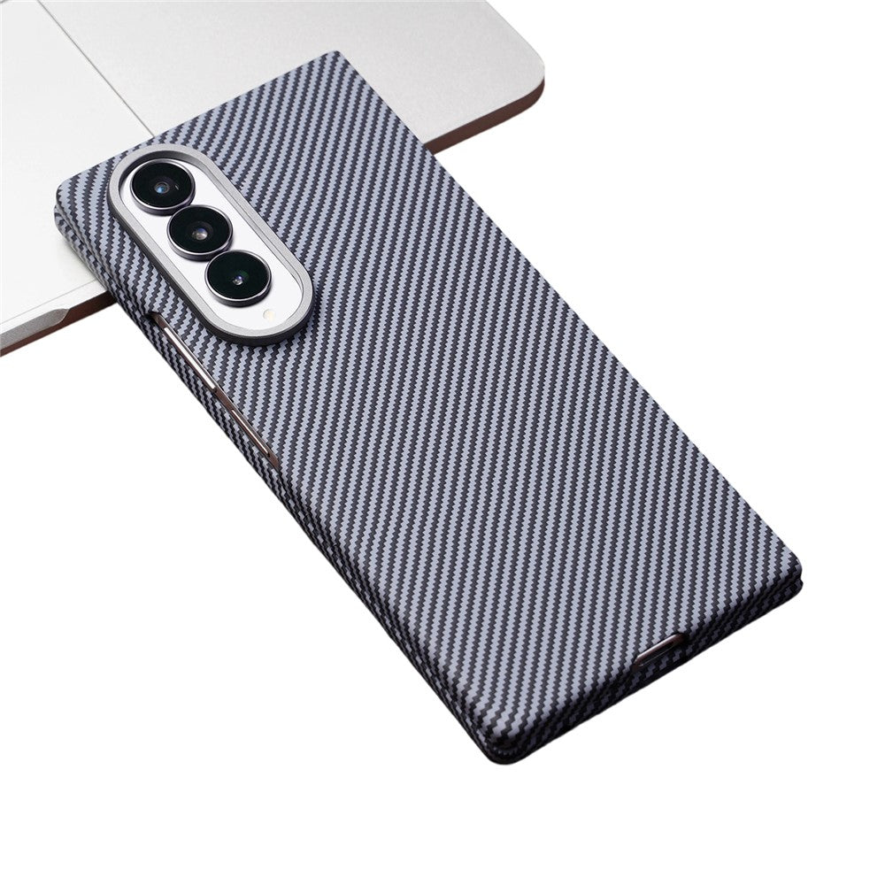 Samsung Galaxy Z Fold4 5G Magnetiskt Skal Kolfibertextur PC mobilskal med Härdat Glasfilm