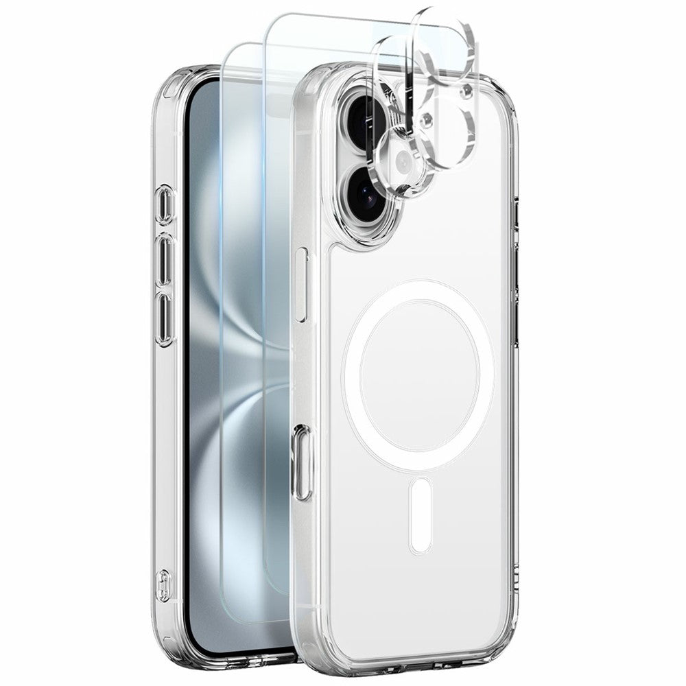 NORTHJO 5 in 1 Set for iPhone 16 Plus Magnetic Case PC + TPU Phone Cover with 2 Front Screen Protector + 2 Lens Film