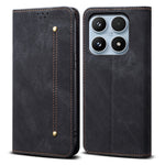 For Xiaomi 17 Case Jeans Cloth Texture Anti-Scratch Leather Stand Phone Cover