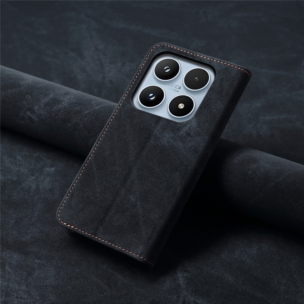For Xiaomi 17 Case Jeans Cloth Texture Anti-Scratch Leather Stand Phone Cover