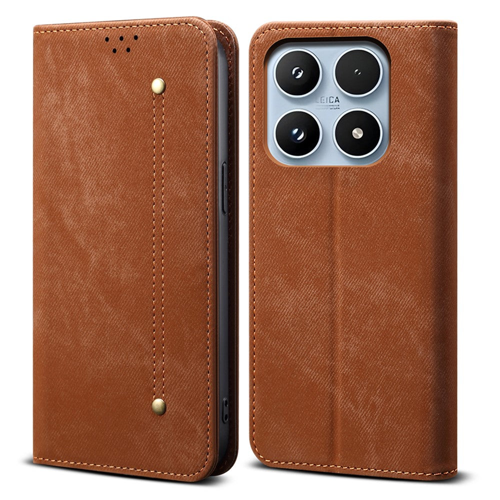 For Xiaomi 17 Case Jeans Cloth Texture Anti-Scratch Leather Stand Phone Cover