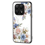 For Xiaomi 15T Pro Case Floral Pattern TPU + Tempered Glass Protective Phone Cover