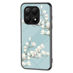 For Xiaomi 15T Pro Case Floral Pattern TPU + Tempered Glass Protective Phone Cover