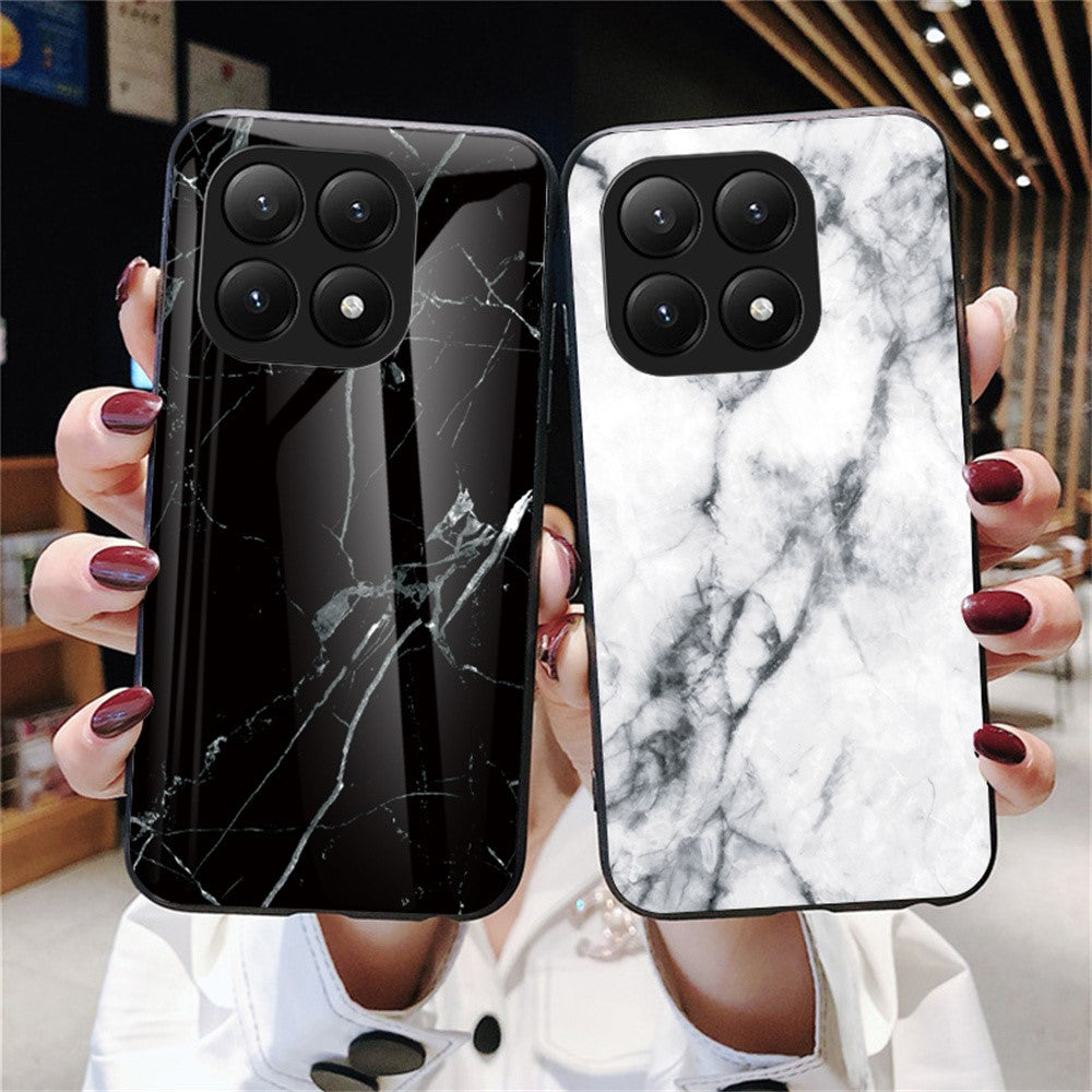 For Xiaomi 15T Pro Case Marble Pattern Tempered Glass + PC + TPU Protective Phone Cover