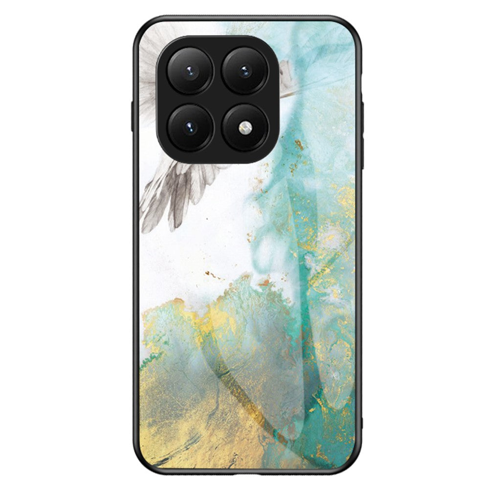 For Xiaomi 15T Pro Case Marble Pattern Tempered Glass + PC + TPU Protective Phone Cover