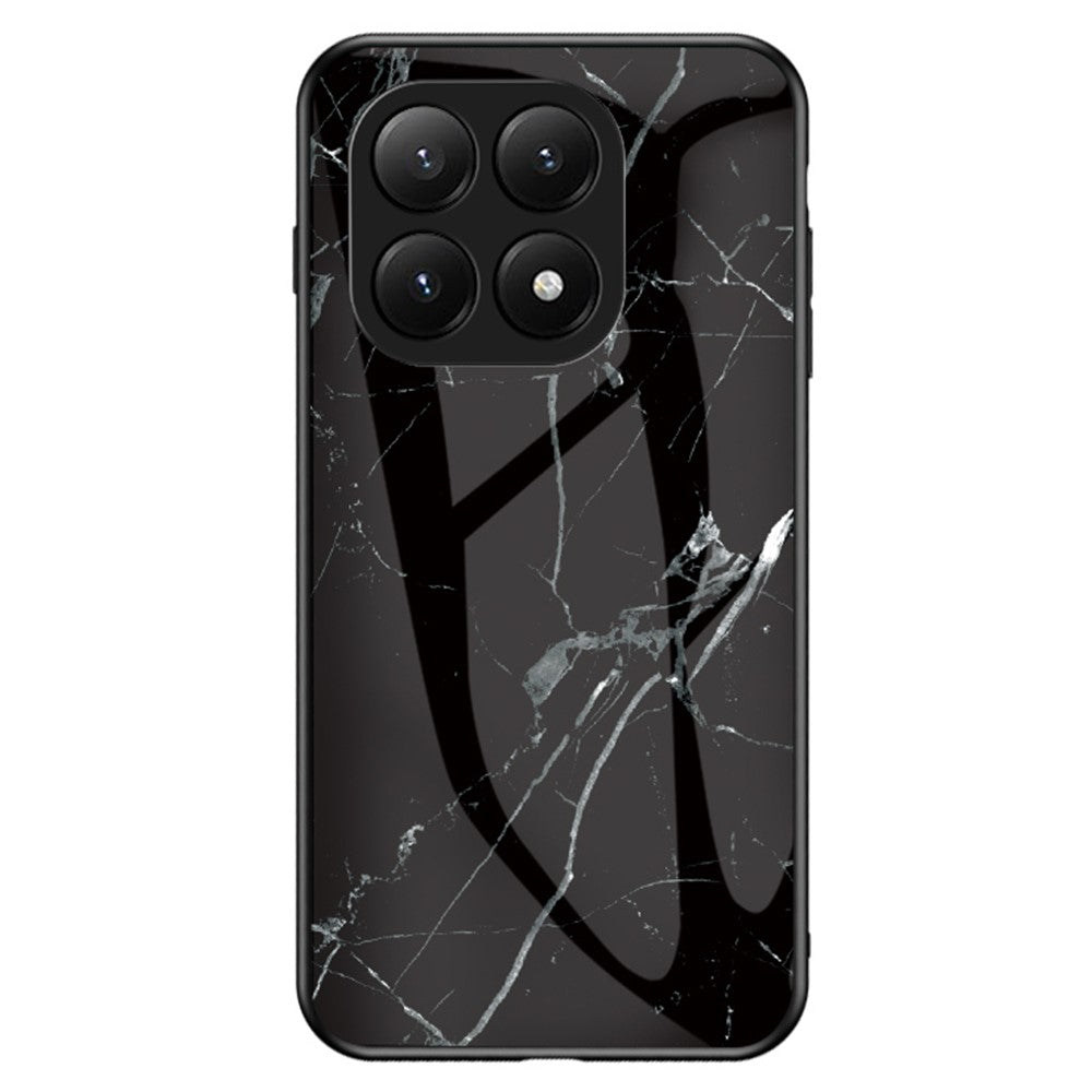 For Xiaomi 15T Pro Case Marble Pattern Tempered Glass + PC + TPU Protective Phone Cover