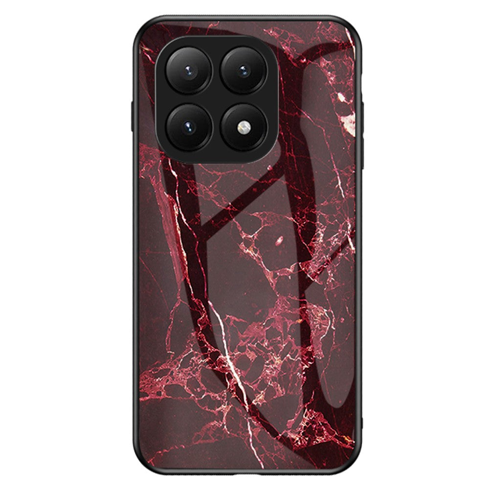 For Xiaomi 15T Pro Case Marble Pattern Tempered Glass + PC + TPU Protective Phone Cover
