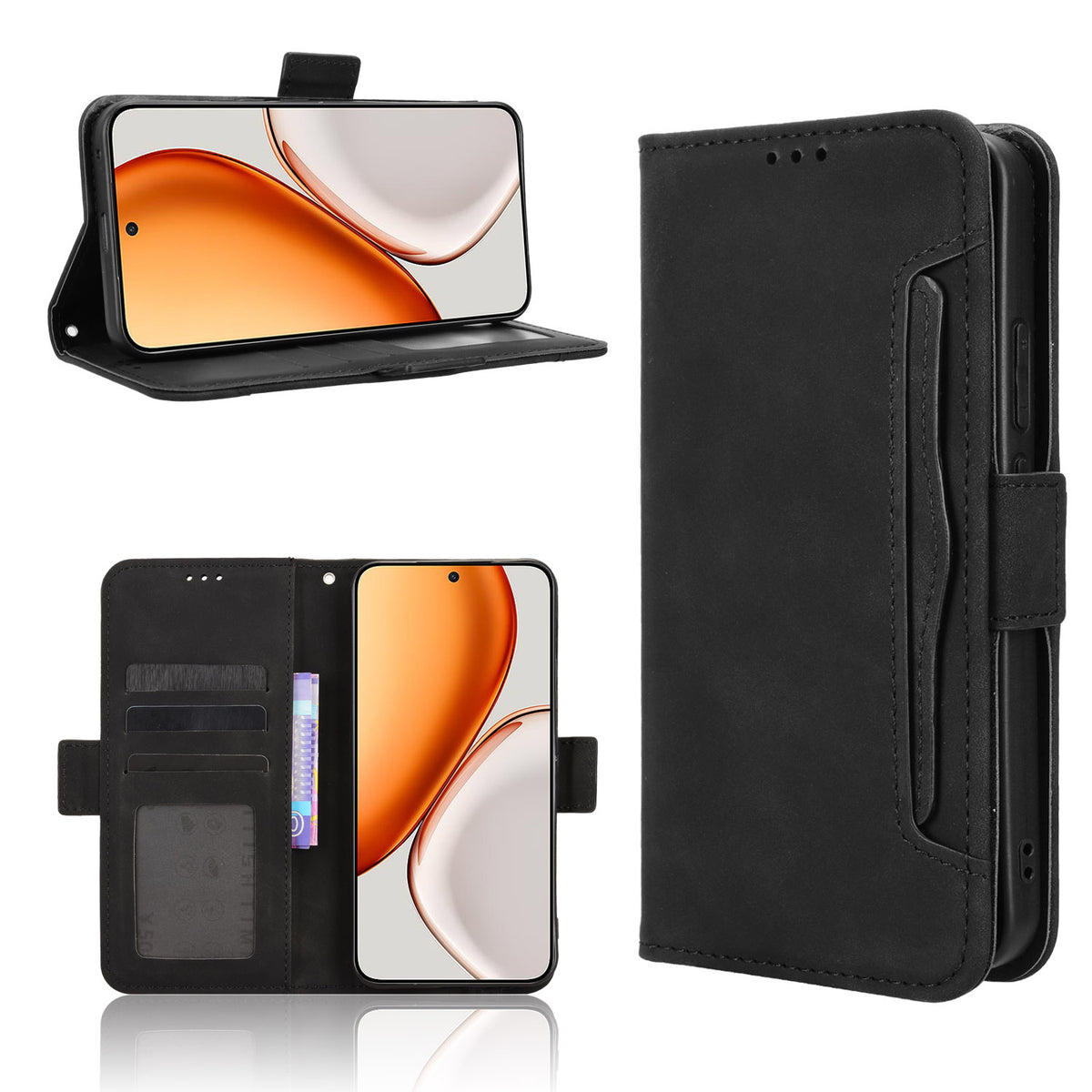 For Honor Magic8 Lite 5G / X9d 5G / X70 5G Leather Case Phone Wallet Cover with Multiple Card Slots