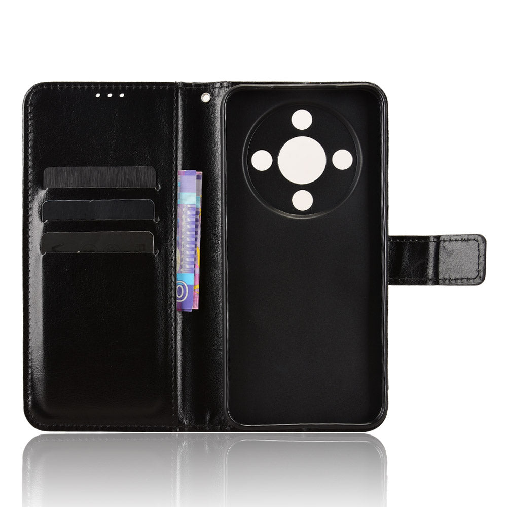 For Honor Magic8 Lite 5G / X9d 5G / X70 5G PU Leather Case with Strap Crazy Horse Texture Phone Wallet Cover