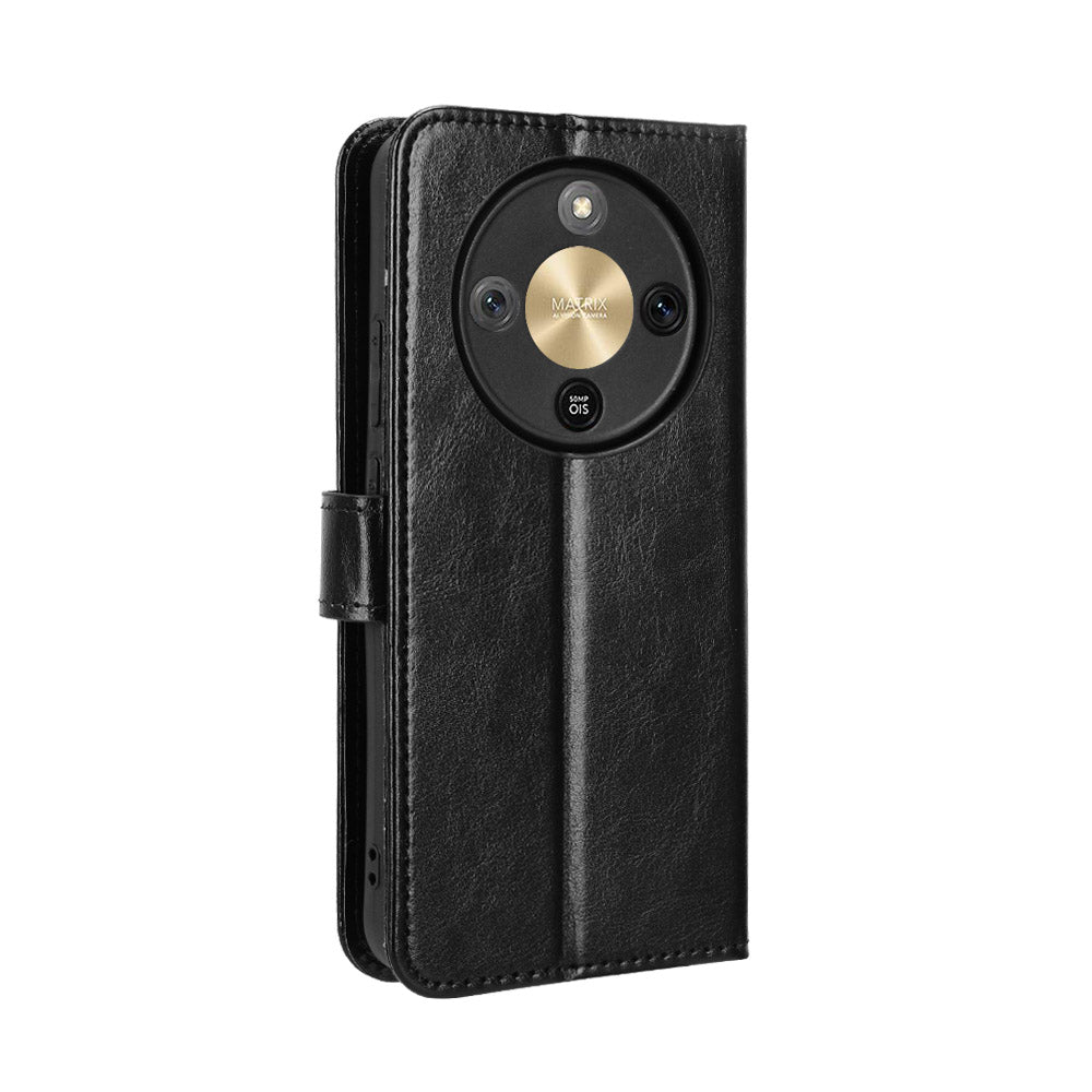 For Honor Magic8 Lite 5G / X9d 5G / X70 5G PU Leather Case with Strap Crazy Horse Texture Phone Wallet Cover