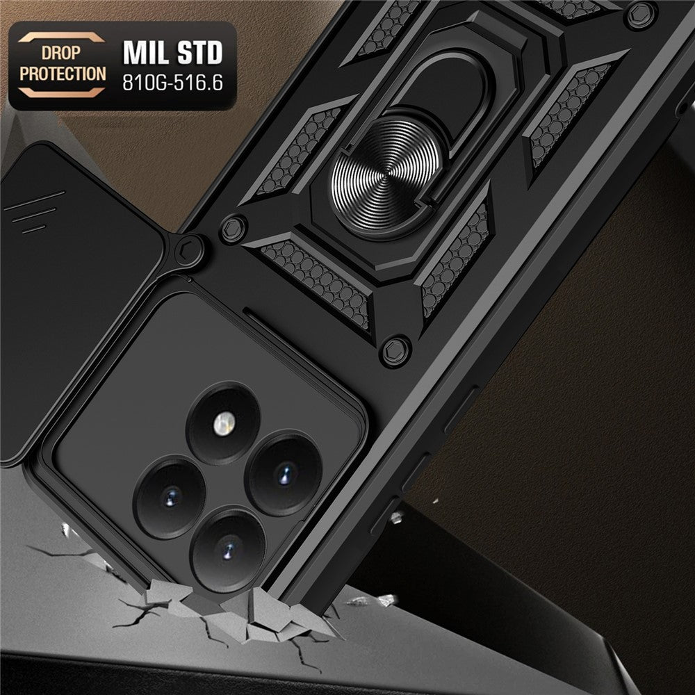 For Xiaomi 15T Case with Slide Camera Lid PC + TPU Kickstand Phone Cover