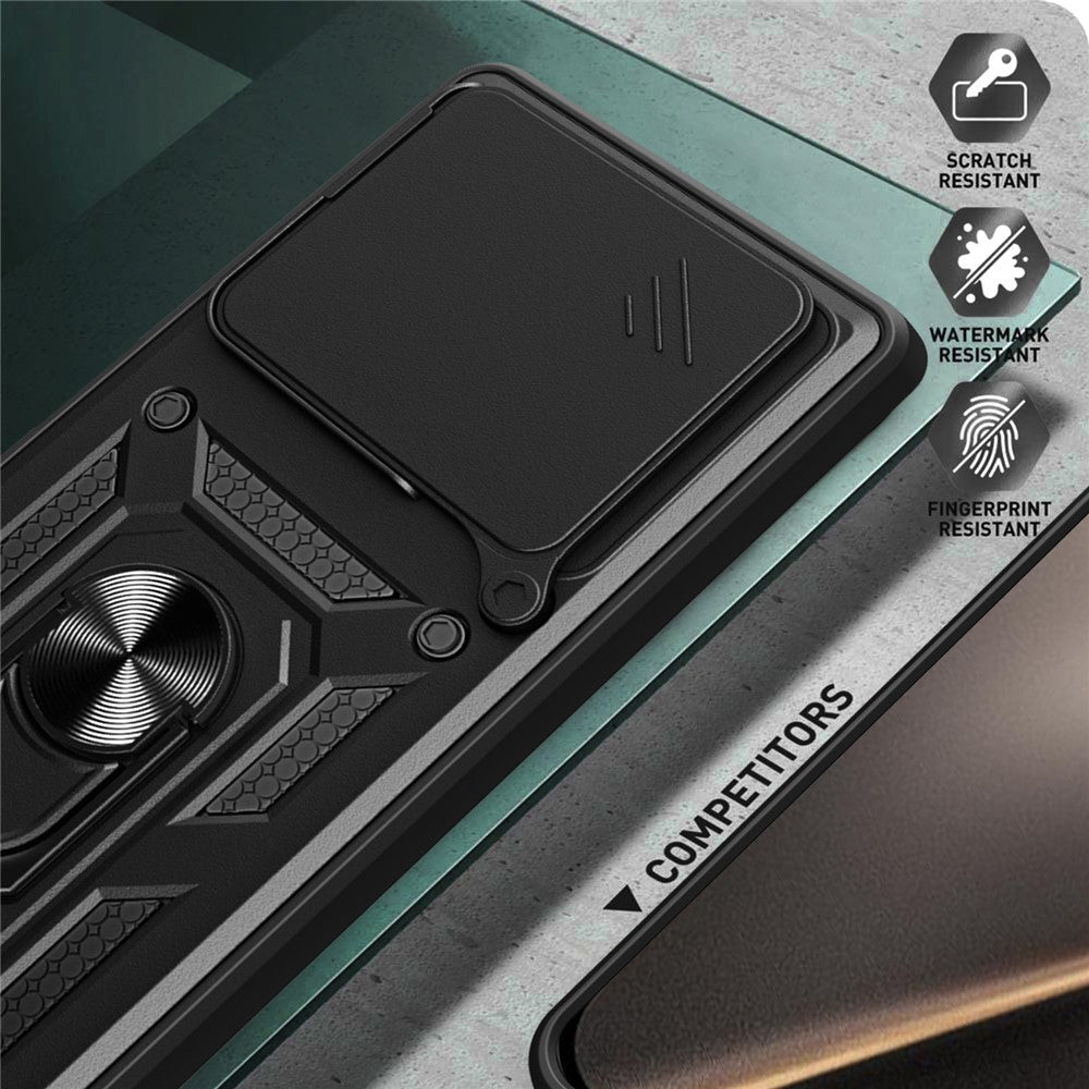 For Xiaomi 15T Case with Slide Camera Lid PC + TPU Kickstand Phone Cover