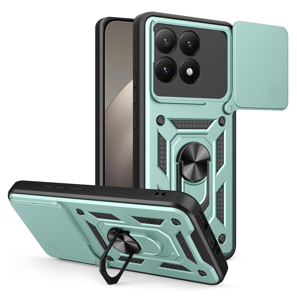 For Xiaomi 15T Case with Slide Camera Lid PC + TPU Kickstand Phone Cover