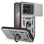 For Xiaomi 15T Case with Slide Camera Lid PC + TPU Kickstand Phone Cover
