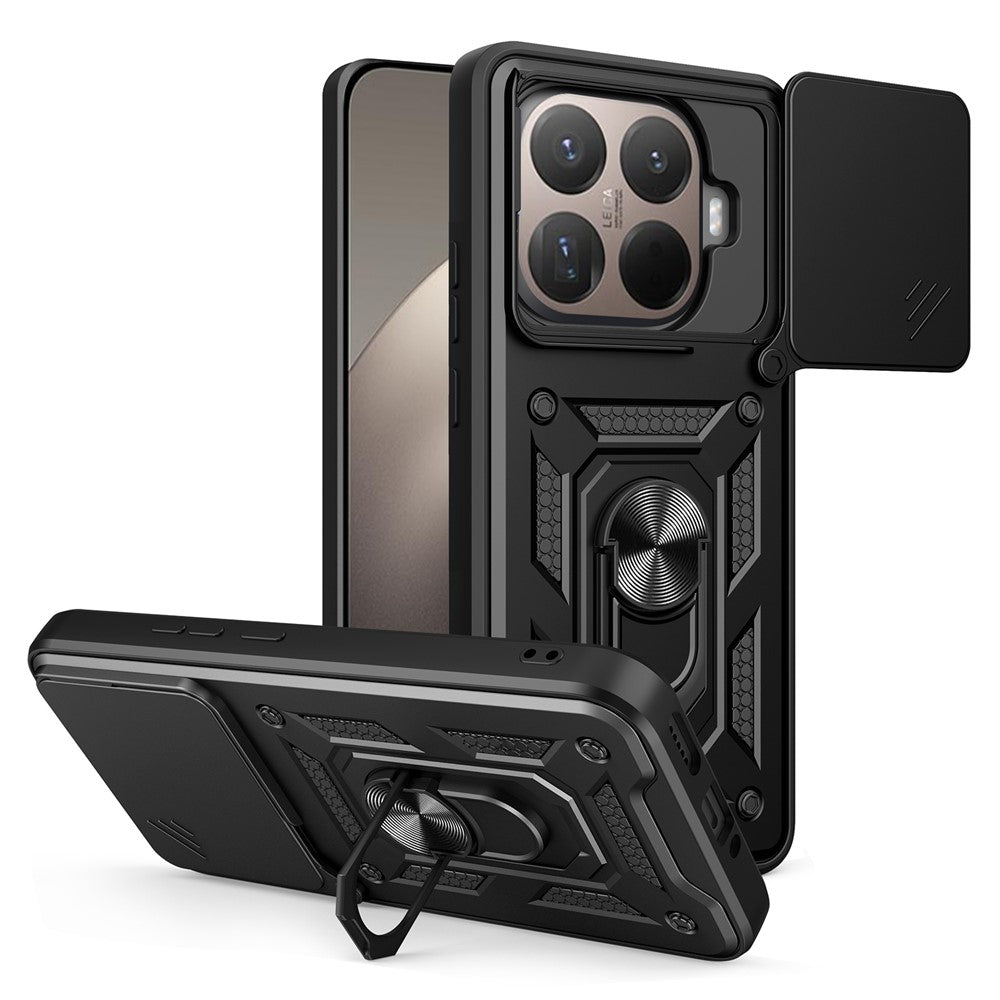 For Xiaomi 15T Pro Case with Slide Camera Lid PC + TPU Kickstand Phone Cover