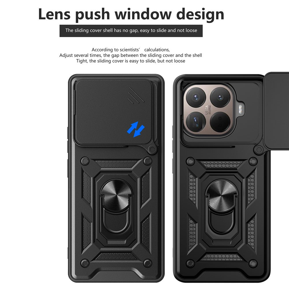 For Xiaomi 15T Pro Case with Slide Camera Lid PC + TPU Kickstand Phone Cover