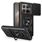 For Xiaomi 15T Pro Case with Slide Camera Lid PC + TPU Kickstand Phone Cover