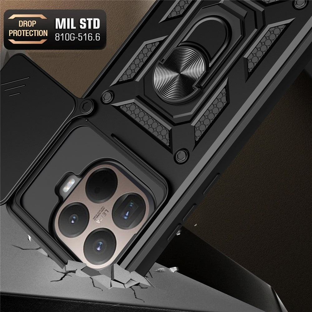 For Xiaomi 15T Pro Case with Slide Camera Lid PC + TPU Kickstand Phone Cover