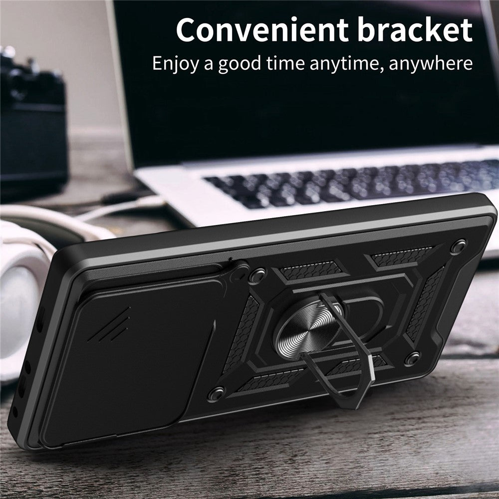 For Xiaomi 15T Pro Case with Slide Camera Lid PC + TPU Kickstand Phone Cover