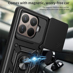 For Xiaomi 15T Pro Case with Slide Camera Lid PC + TPU Kickstand Phone Cover