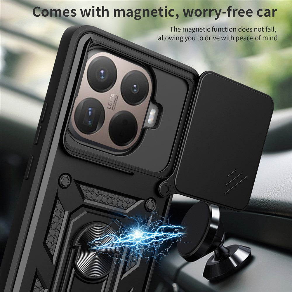 For Xiaomi 15T Pro Case with Slide Camera Lid PC + TPU Kickstand Phone Cover
