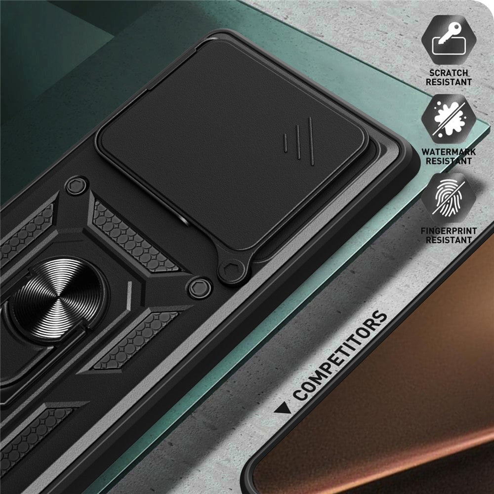 For Xiaomi 15T Pro Case with Slide Camera Lid PC + TPU Kickstand Phone Cover