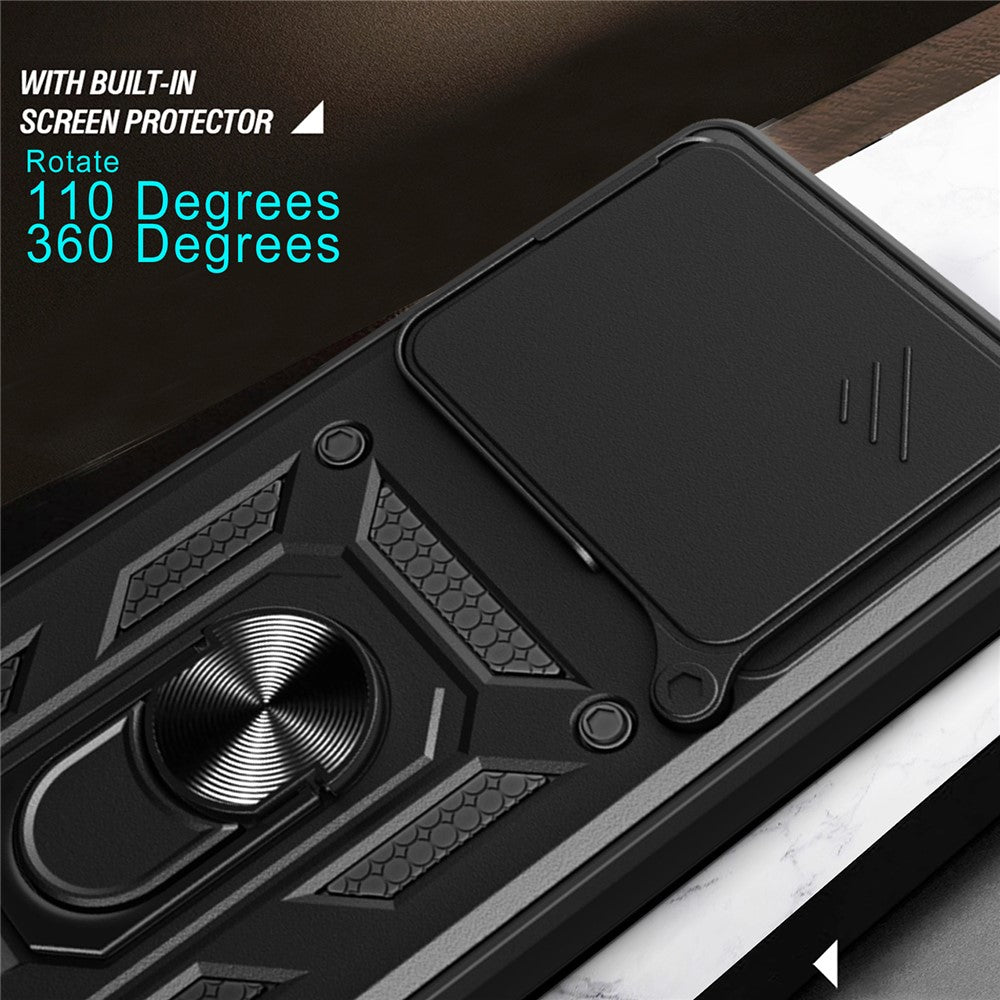 For Xiaomi 15T Pro Case with Slide Camera Lid PC + TPU Kickstand Phone Cover