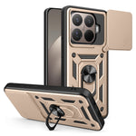 For Xiaomi 15T Pro Case with Slide Camera Lid PC + TPU Kickstand Phone Cover
