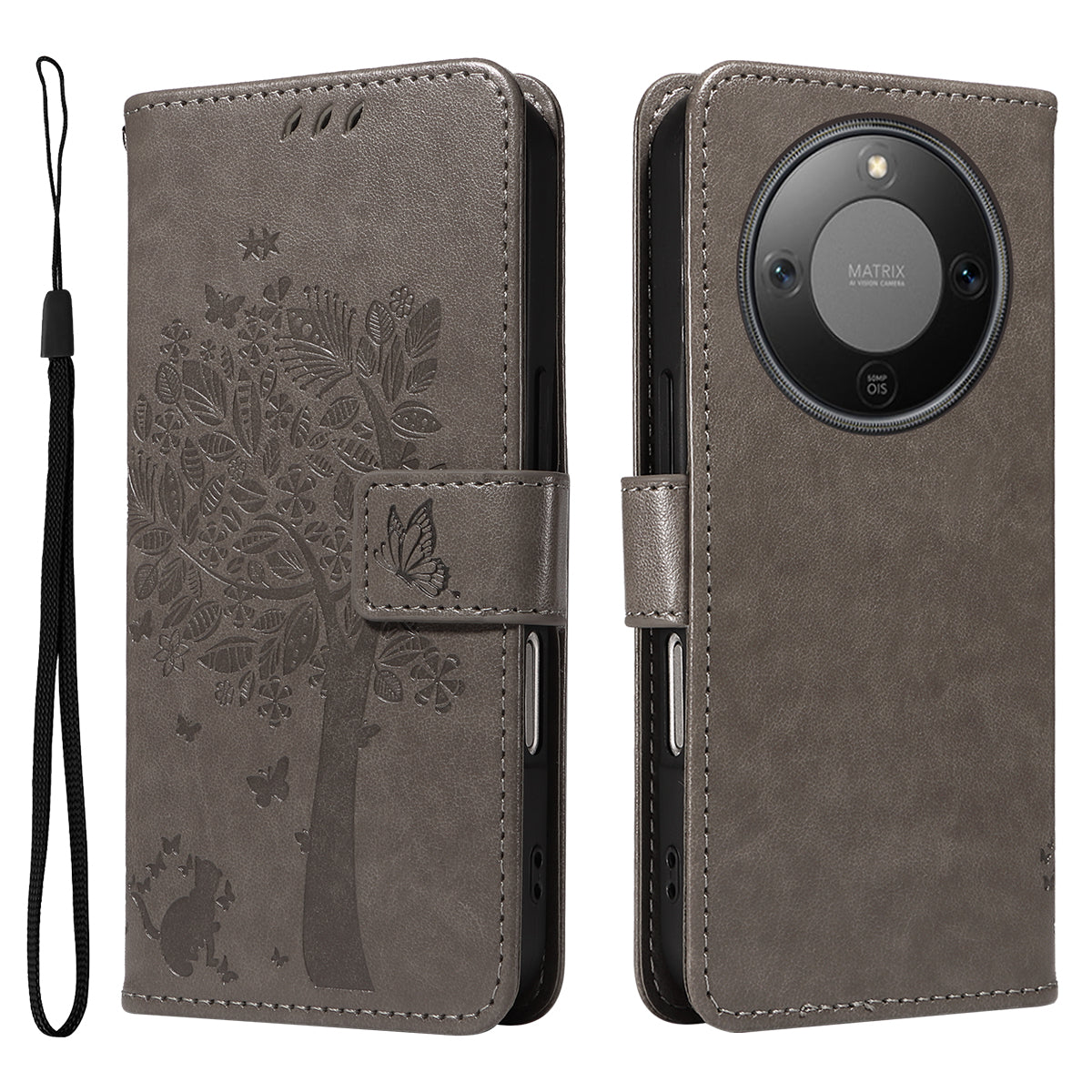 For Honor Magic8 Lite 5G / X9d 5G / X70 5G Phone Case with Stand Cat Tree Pattern Leather Wallet Mobile Cover