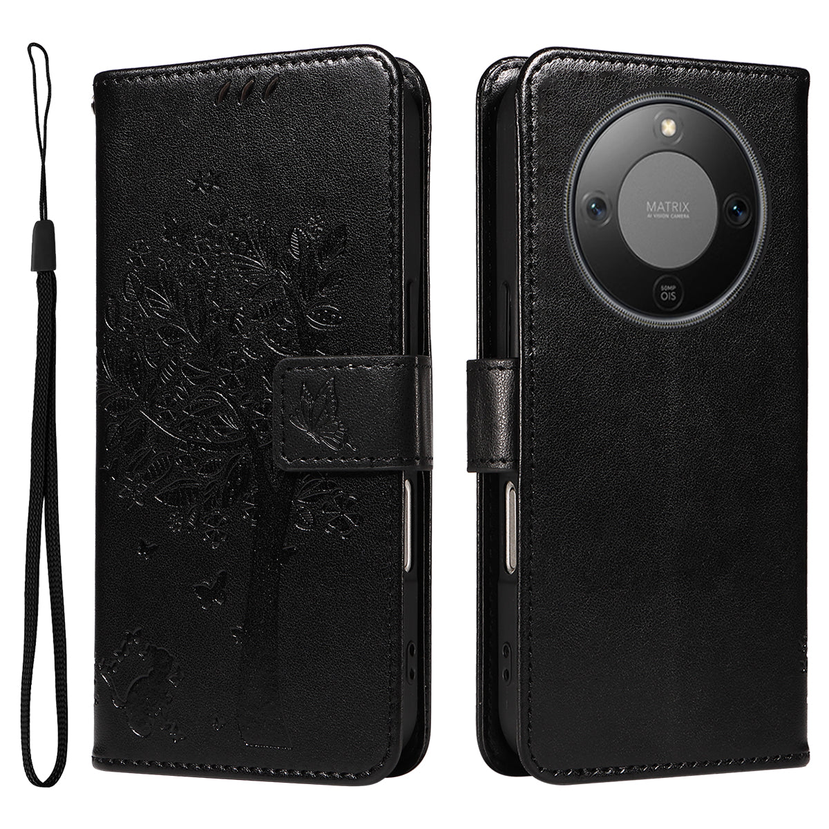 For Honor Magic8 Lite 5G / X9d 5G / X70 5G Phone Case with Stand Cat Tree Pattern Leather Wallet Mobile Cover