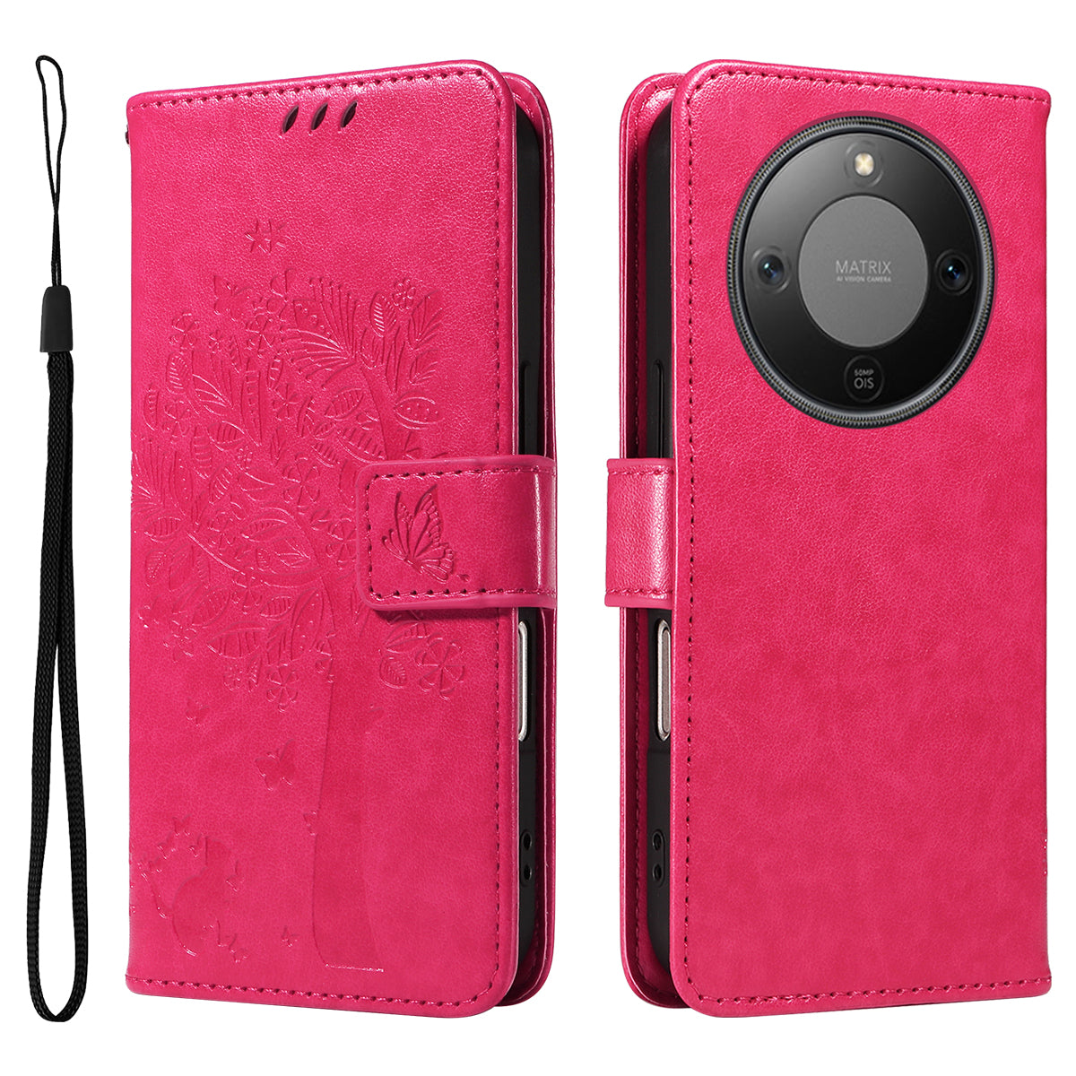 For Honor Magic8 Lite 5G / X9d 5G / X70 5G Phone Case with Stand Cat Tree Pattern Leather Wallet Mobile Cover