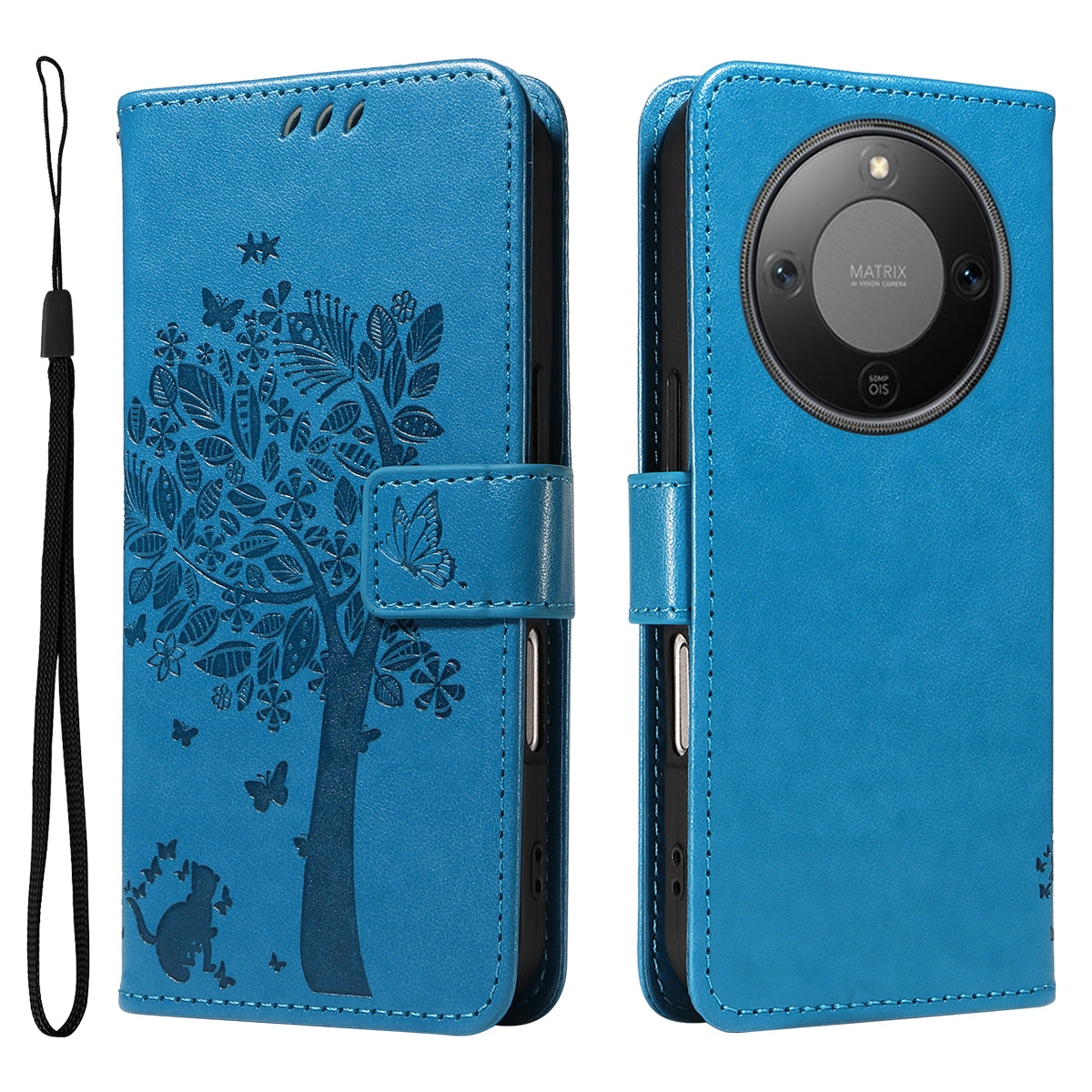 For Honor Magic8 Lite 5G / X9d 5G / X70 5G Phone Case with Stand Cat Tree Pattern Leather Wallet Mobile Cover