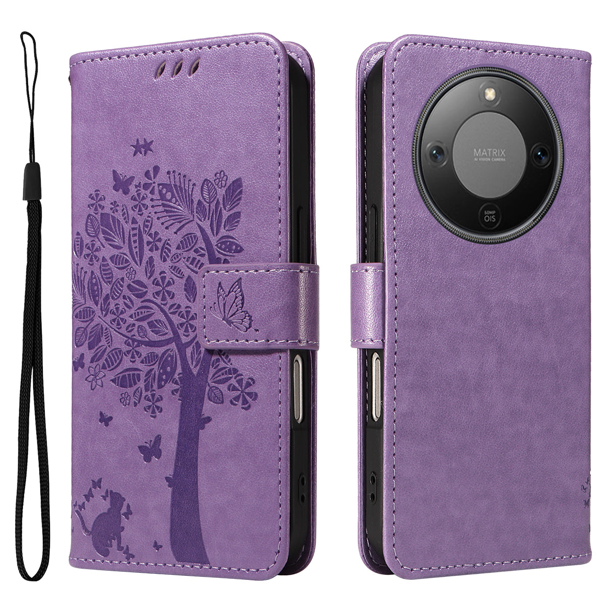 For Honor Magic8 Lite 5G / X9d 5G / X70 5G Phone Case with Stand Cat Tree Pattern Leather Wallet Mobile Cover