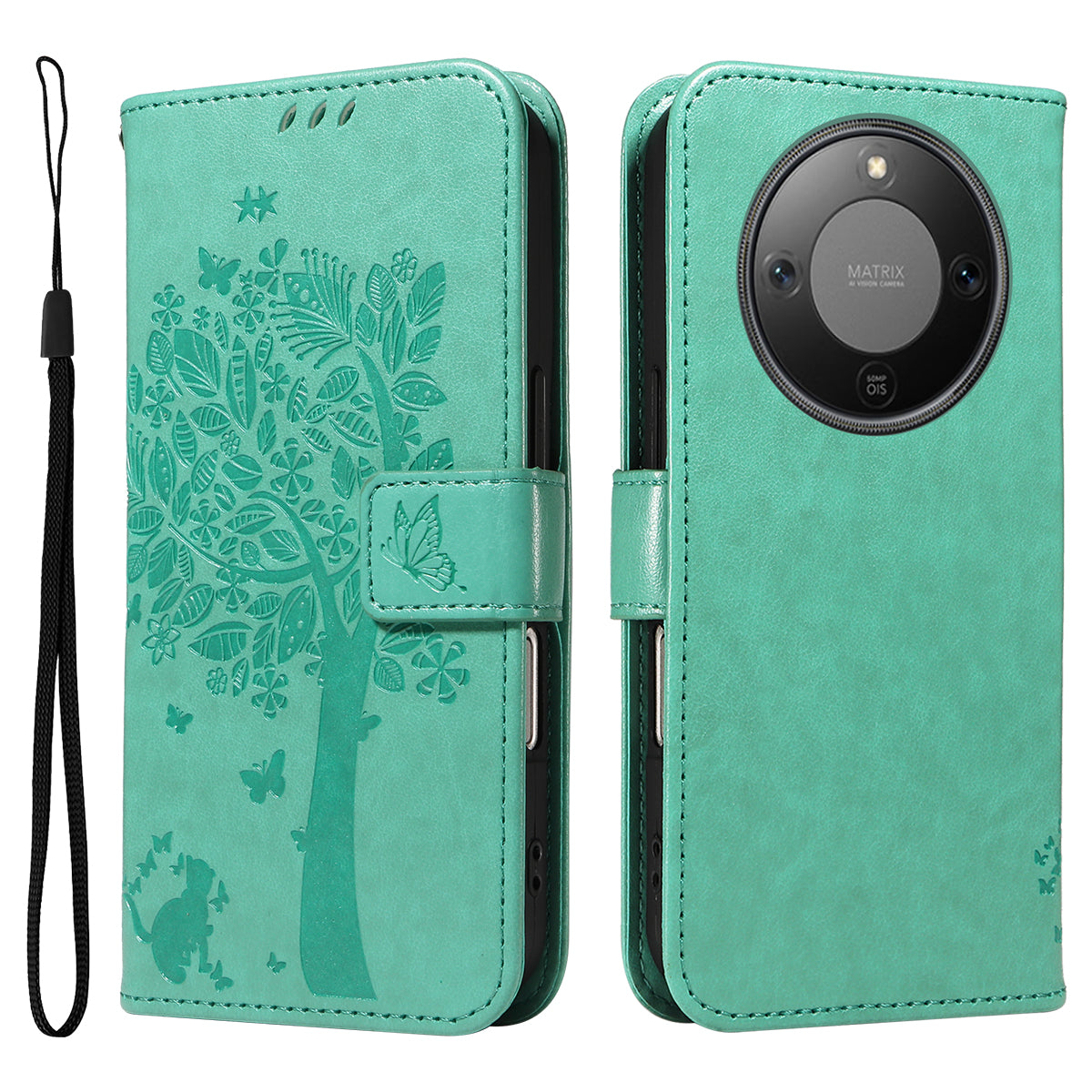 For Honor Magic8 Lite 5G / X9d 5G / X70 5G Phone Case with Stand Cat Tree Pattern Leather Wallet Mobile Cover