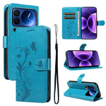 For Xiaomi 17 Pro PU Leather Cases Flower Pattern Wallet Stand Phone Cover with Strap