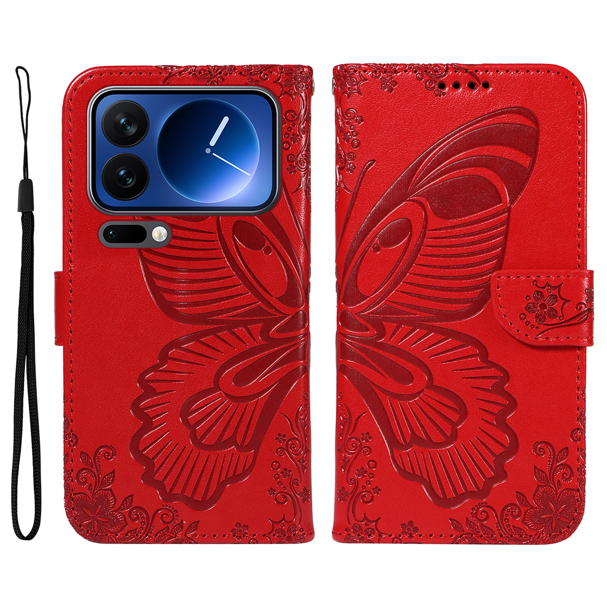 For Xiaomi 17 Pro Case Butterfly Pattern PU Leather Folio Flip Phone Cover