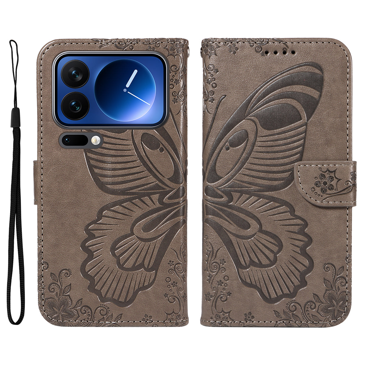 For Xiaomi 17 Pro Case Butterfly Pattern PU Leather Folio Flip Phone Cover