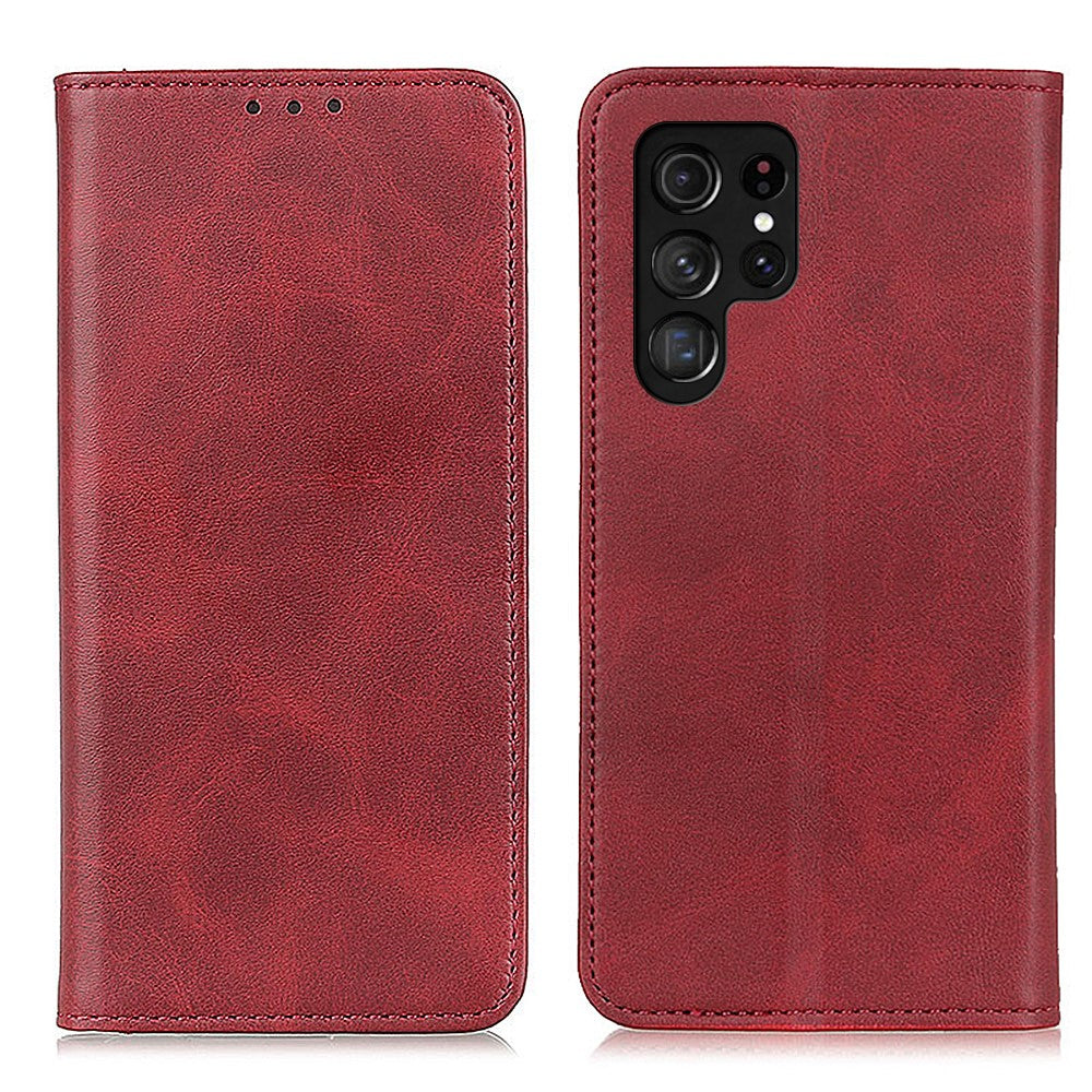Skal till Samsung Galaxy S26 Ultra med splitter i läder och flip-fodral