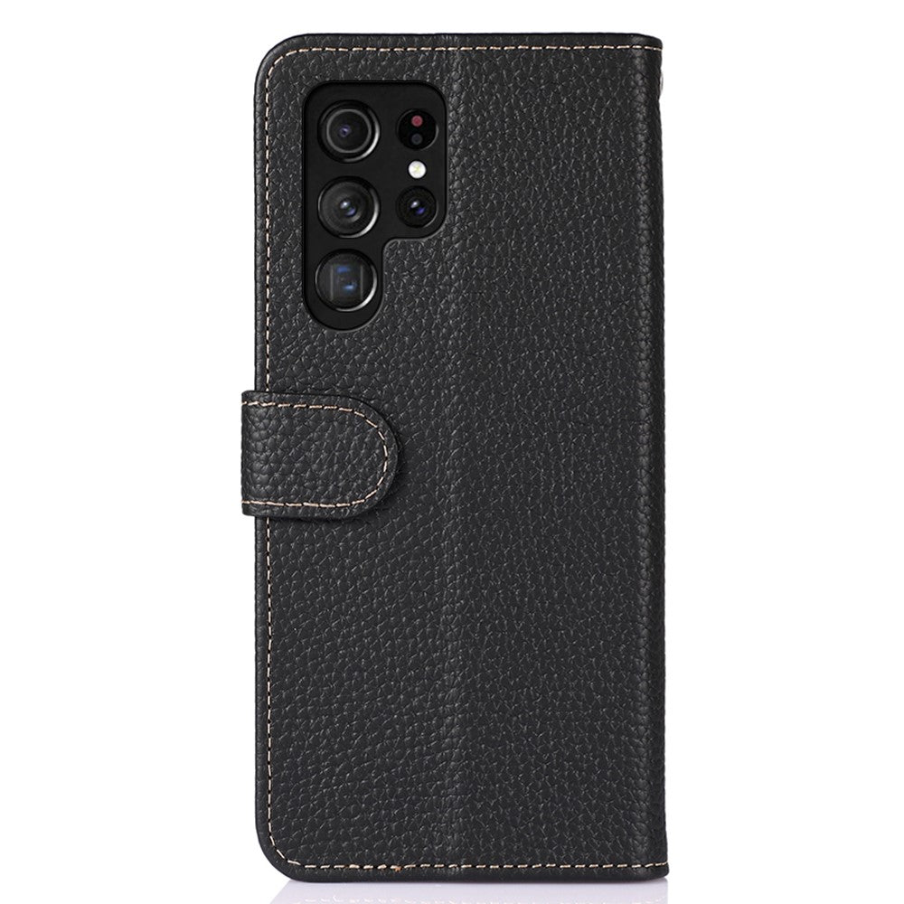KHAZNEH For Samsung Galaxy S26 Ultra Case Genuine Cow Leather Flip Phone Cover